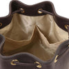 Internal Pocket View Of The Chocolate Ladies Bucket Bag
