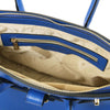 Internal Zip Pocket View Of The Blue Ladies Handbag