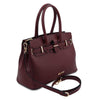 Angled And Shoulder Strap View Of The Bordeaux Ladies Handbag