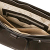 Internal Zip Pocket View Of The Chocolate Ladies Handbag