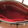 Internal Zip Pocket View Of The Cognac Ladies Handbag