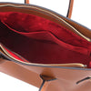 Internal Pocket View Of The Cognac Ladies Handbag