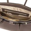 Internal Zip Pocket View Of The Dark Taupe Ladies Handbag