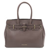 Front View Of The Dark Taupe Ladies Handbag