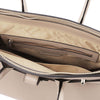 Internal Zip Pocket View Of The Light Taupe Ladies Handbag