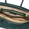 Internal Zip Pocket View Of The Teal Ladies Handbag