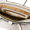 Internal Zip Pocket View Of The White Ladies Handbag