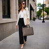 Woman Walking With The View Of The Dark Taupe Ladies Leather Business Bag