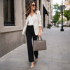 Woman Walking With The View Of The Dark Taupe Ladies Leather Business Bag