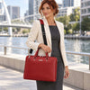 Ladies Leather Business Bag carried by a woman in a city setting, showcasing elegance and versatility for professionals.
