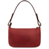 Leather Clutch Bag for Women in red with a stylish shoulder strap and classic design.