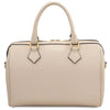 Rear View Of The Beige Ladies Leather Duffle Bag