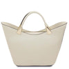 Rear View Of The Beige Ladies Leather Tote Handbag