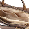Internal Compartment And Pocket View Of The Taupe Ladies Leather Tote Handbag
