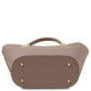 Underneath View Of The Taupe Ladies Leather Tote Handbag