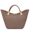 Rear View Of The Taupe Ladies Leather Tote Handbag