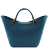 Rear View Of The Teal Ladies Leather Tote Handbag