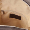 Internal Zip Pocket View Of The Chocolate Ladies Small Leather Backpack