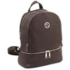 Angled View Of The Chocolate Ladies Small Leather Backpack