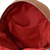Internal Pocket View Of The Cognac Ladies Small Leather Backpack