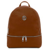 Front  View Of The Cognac Ladies Small Leather Backpack