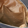 Internal Pocket View Of The Dark Blue Ladies Small Leather Backpack