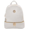 Front View Of The White Ladies Small Leather Backpack