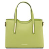 Front View Of The Lime Green Ladies Small Leather Handbag