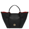 Front View Of The Black Large Italian Handbag