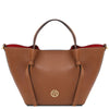 Front View Of The Cognac Large Italian Handbag