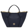 Front View Of The Dark Blue Large Italian Handbag