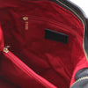 Internal Zip Pocket View Of The Black Large Leather Shoulder Bag