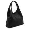 Angled View Of The Black Large Leather Shoulder Bag
