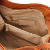 Internal Zip Pocket View Of The Brandy Large Leather Shoulder Bag