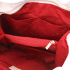 Internal Pocket View Of The White Large Leather Shoulder Bag