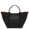 Womens Leather Shopping Bag and Toiletry Bag Set with elegant pebbled leather and vibrant red interior.