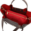 Internal Compartment View Of The Chocolate Large Italian Handbag