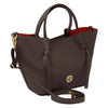Angled And Shoulder Strap View Of The Chocolate Large Italian Handbag
