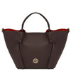 Front View Of The Chocolate Large Italian Handbag