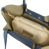 Womens Leather Shopping Bag and Toiletry Bag Set showing interior with a stylish toiletry bag inside.