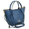 Womens Leather Shopping Bag and Toiletry Bag Set in denim with elegant design and dual handles.