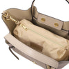 Womens Leather Shopping Bag and Toiletry Bag Set interior view showing spacious design and zippered toiletry bag.