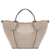Womens Leather Shopping Bag and Toiletry Bag Set in elegant pebbled leather with a spacious semi-rigid silhouette.