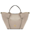 Front View Of The Light Taupe Large Italian Handbag