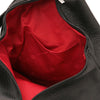 Internal Pocket View Of The Black Leather Backpack For Women