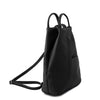 Angled View Of The Black Leather Backpack For Women