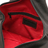 Internal Zip Pocket View Of The Black Leather Backpack For Women