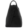 Front View Of The Black Leather Backpack For Women