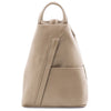 Front View Of The Light Taupe Leather Backpack For Women