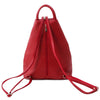 Rear View Of The Lipstick Red Leather Backpack For Women